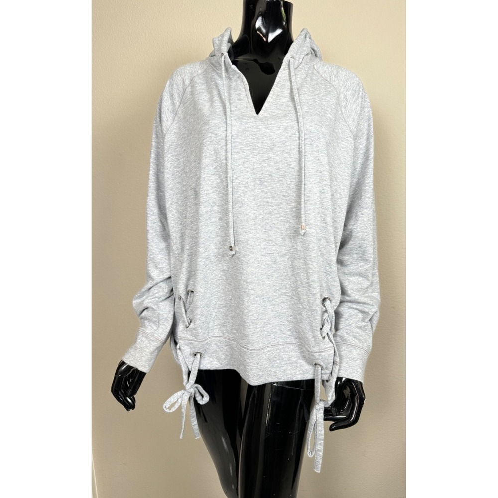 Michael Kors Gray Hoodie Lace-Up Detail Pullover Sweatshirt Women's Size L